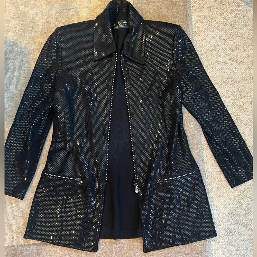 Black St John Evening jacket with paillettes crystals